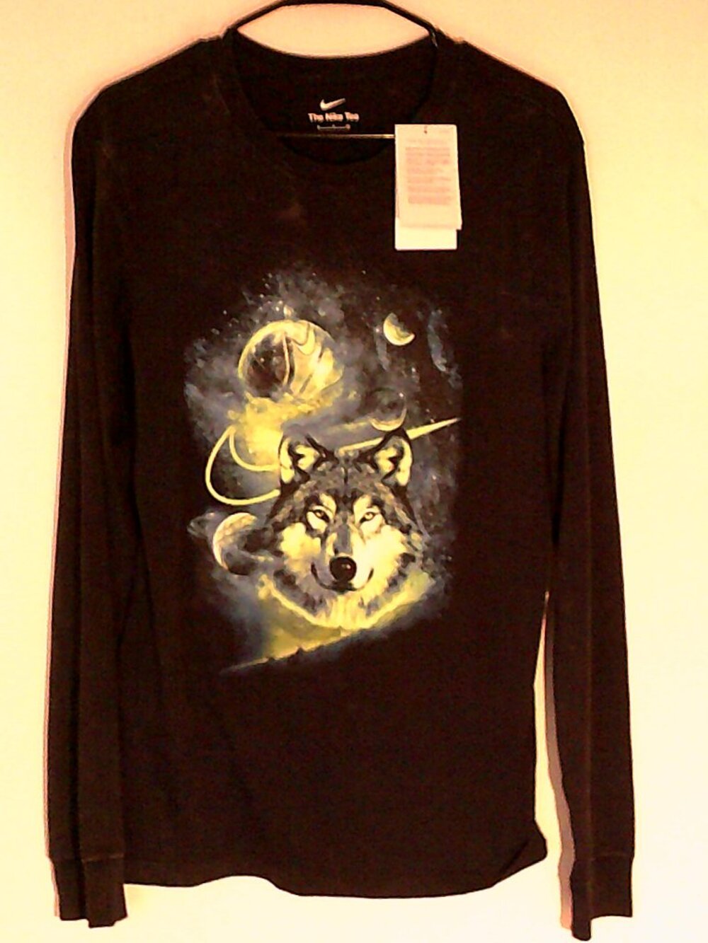 NEW NIKE SPORTSWEAR "Washed Wolf LS Tee" MEN'S BLACK T-SHIRT SMALL HV1762-010